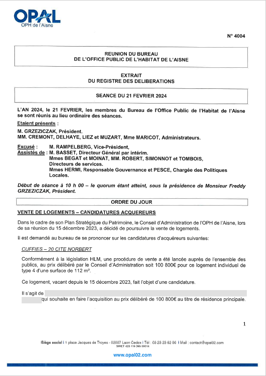 Vente logts - candidatures