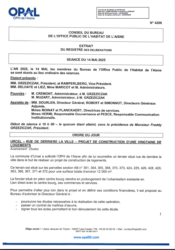 N° 4206 - Urcel - Projet constr; 20 logts