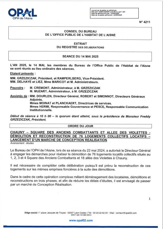 N° 4211 - Chauny - Sq. Anciens Combattants - démol logts
