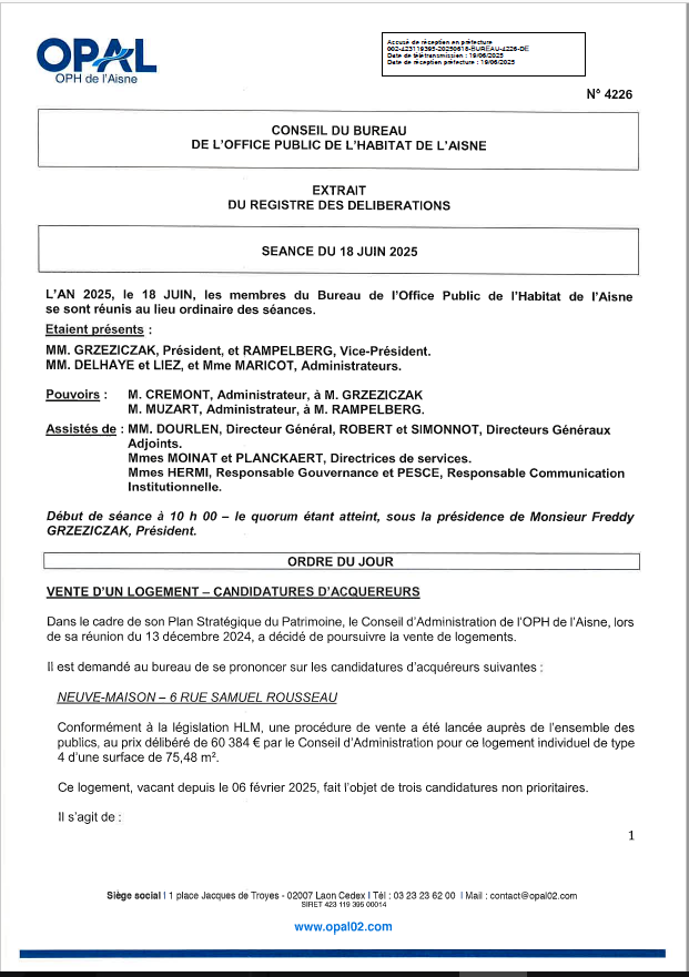 N° 4226 - Vente d'un logt