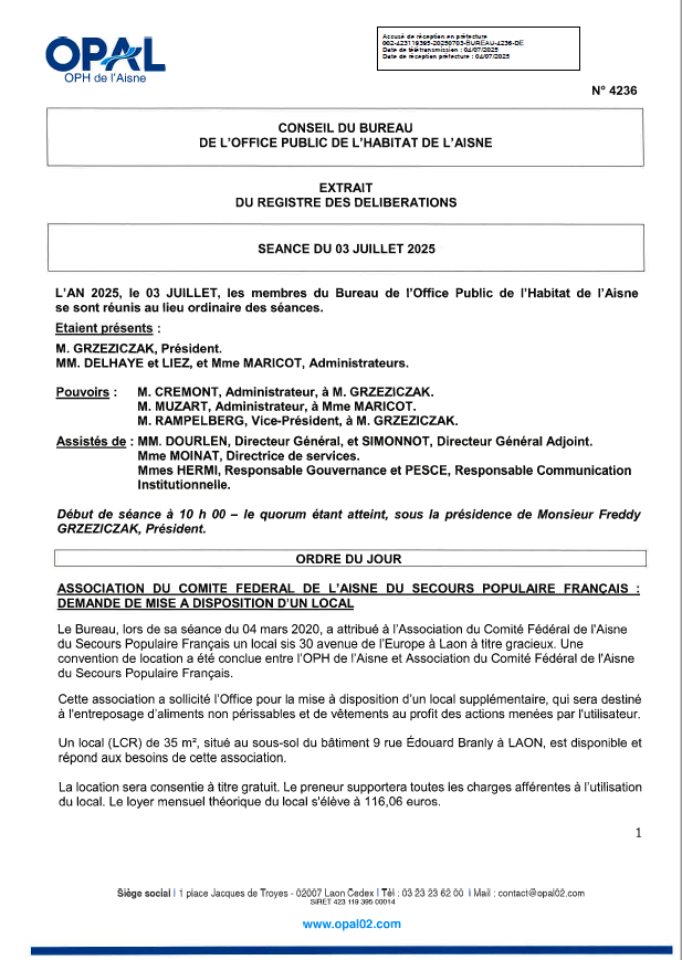 N° 4236 - Laon - Assoc. Féd. Aisne - Dem. local