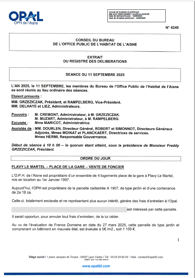 N° 4249 - Flavy le Martel - Vente parcelle