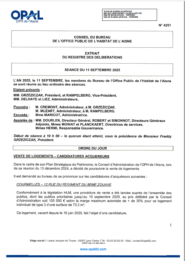 N° 4251 - Vente de logements - candidatures