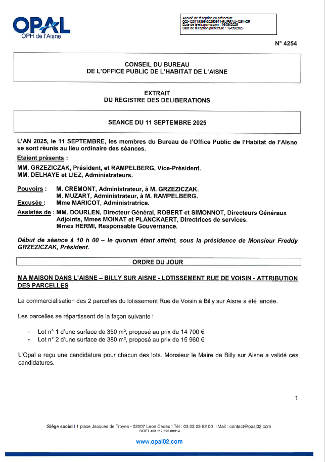 N° 4254 - MMA Billy s/Aisne - Attribution