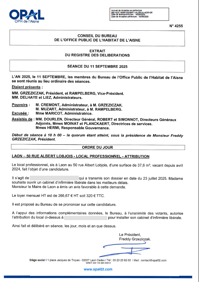 N° 4255 - Laon 50 Lobjois - local - Attribution