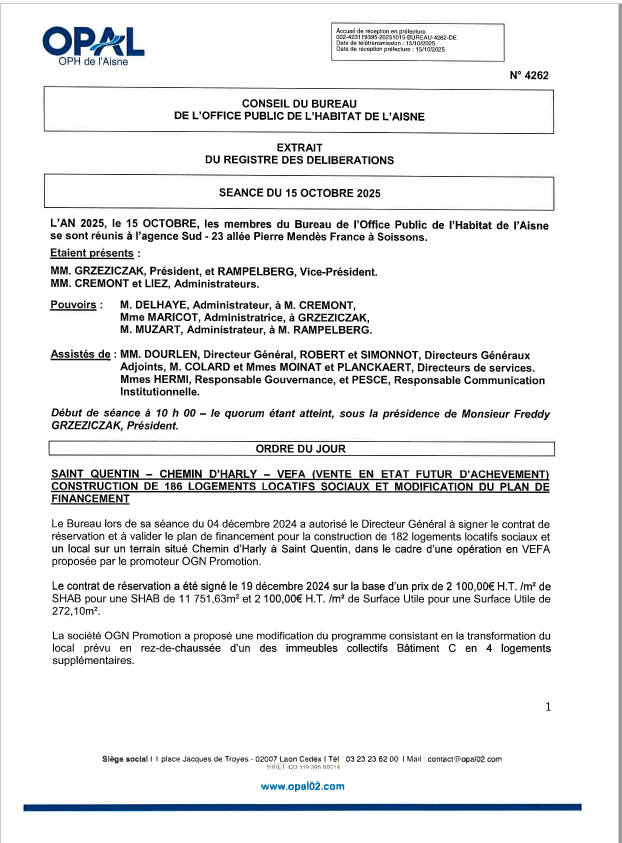 N° 4262 - Qt Quentin - VEFA - Modif prog et PFi