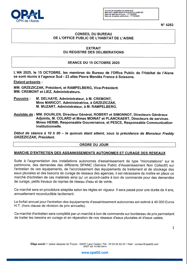 N° 4263 - Marché entr. Assainis. Curage réseaux