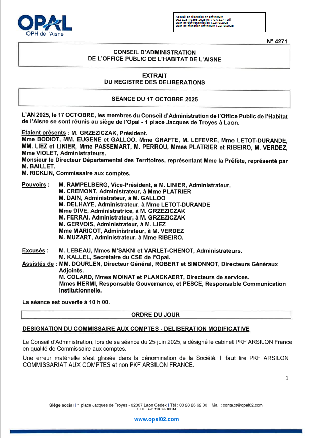 N° 4271 - Désignation CAC - délib. modif.