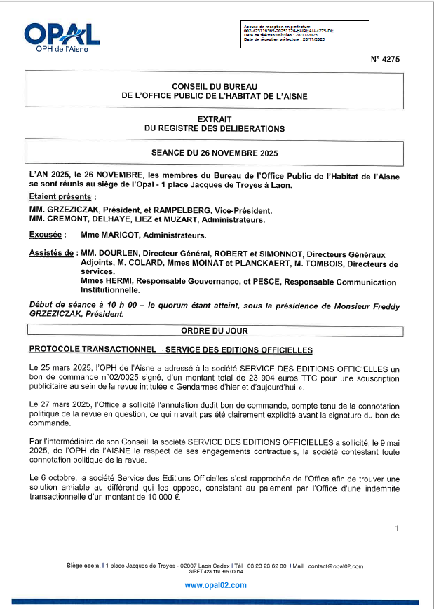 N° 4275 - Protocole Sce Editions Off.