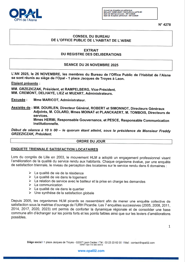 N° 4278 - Enquête triennale satisf loc