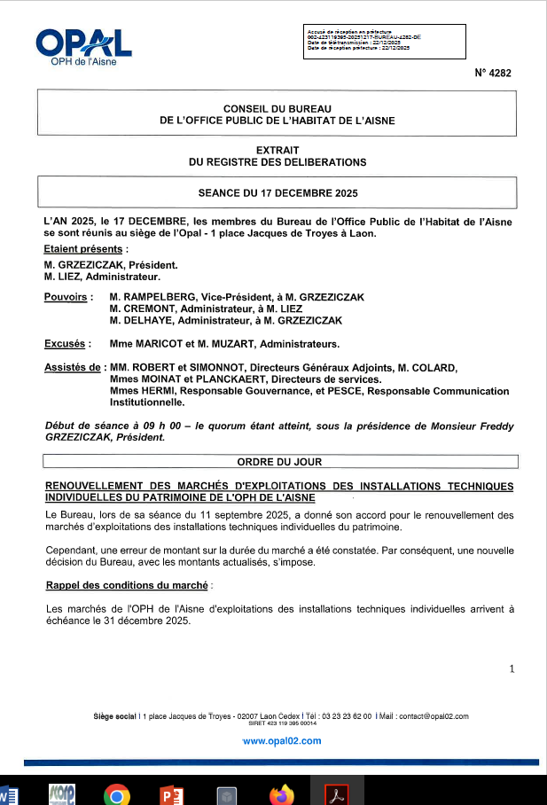 N° 4282 - Renouvlt marchés d'exploit.