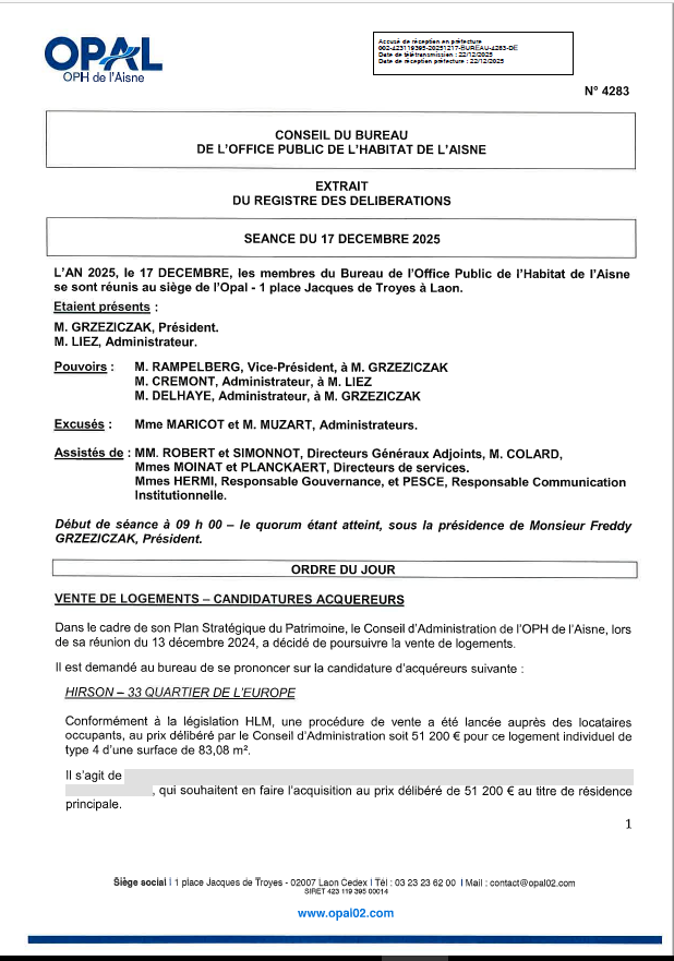 N° 4283 - Vente logts - candidats acquéreurs
