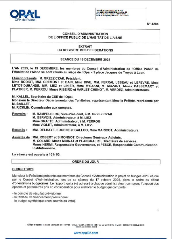 N° 4284 - Budget 2026