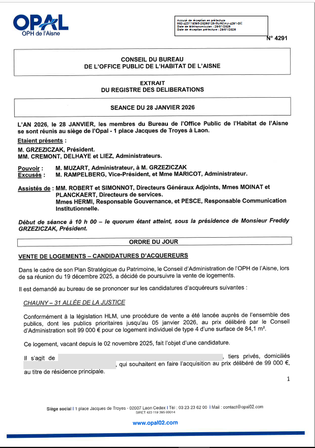N° 4291 - Vente de logts - candidatures acquéreurs