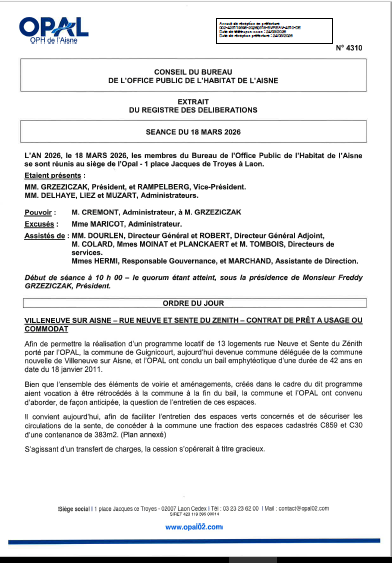 N° 4310 - Villeneuve S/Aisne - Contrat prêt à usage