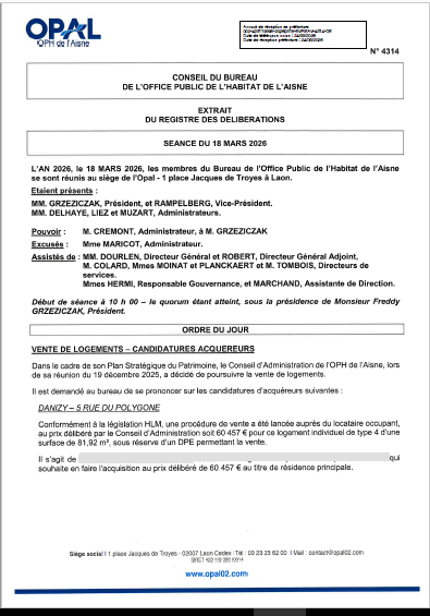 N° 4314 - Vente logts