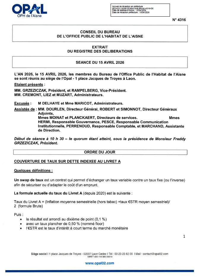 N. 4316 - Politique de couverture du Livret A