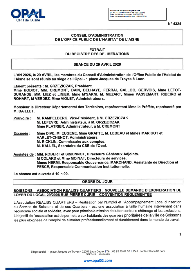 N.4324 - SOISSONS - 29 RUE P. CURIE - ASSOC REALISS QUARTIERS NOUVELLE DEM D'EXO LOYER DU LOCAL