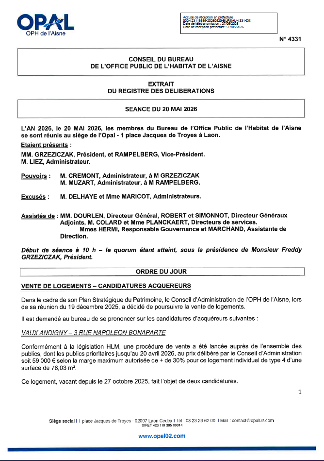 N. 4331 - VENTE DE LOGEMENTS